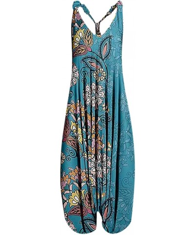 Bohemian One Piece Jumpsuits For Women Lightweight Casual Loose Floral Print Overalls Backless Strap Jumpsuits Bib Rompers Z2...