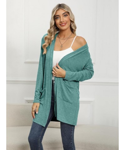 Womens Long Cardigan 2024 Fall Lightweight Long Sleeve 0pen Front Sweater with Pockets Green $13.10 Sweaters