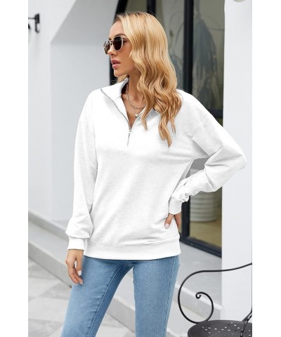 Women's Collar Lapel Casual Workout Long Sleeve Shirts Half Zip Sweatshirt Pullover Tops For Woman White $15.04 Hoodies & Swe...