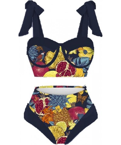 Sexy Woman Bikini Top Women 1 Piece Swimwear+1 Piece Cover UP Two Piece Vintage Print Swimsuit Monokini Bathing Suit (038)dar...