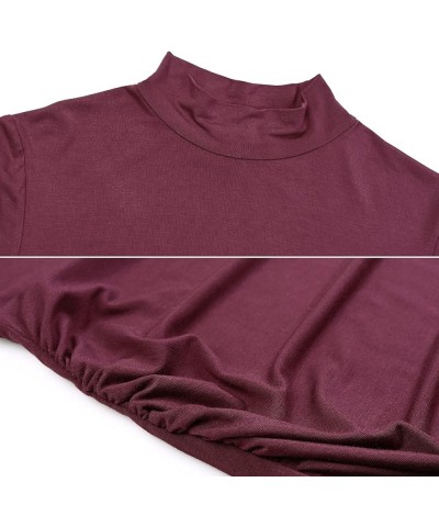 Maternity Shirt Mock Neck Long Sleeve Bodysuit for Pregnant Photoshoot Burgundy $14.45 T-Shirts