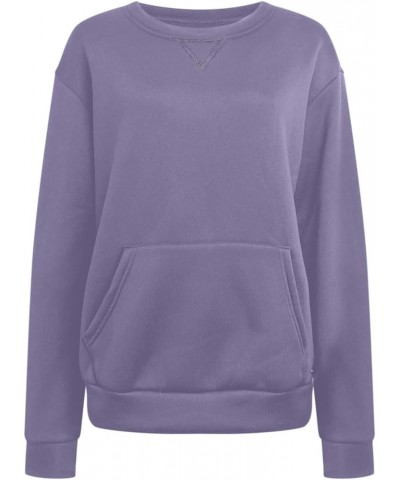 Women’s Long Sleeve Sweatshirts Trendy Solid Crewneck Casual Shirts Loose Fit Plus Size Pullover Fall Tops Blouse 11 Purple $...