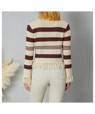 Women's Sweaters Cardigan Cropped Casual Button Up Knitted Sweater Tops Aesthetic Grunge Clothes E-brown $11.87 Sweaters