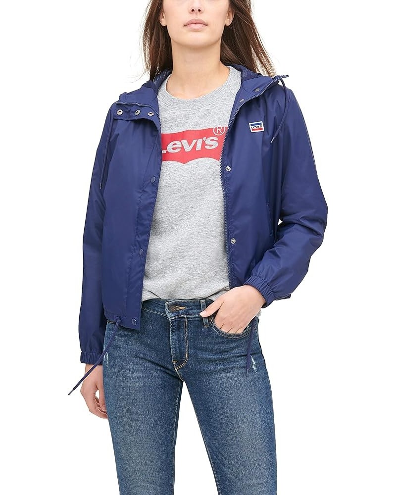 Women's Retro Hooded Rain Windbreaker Jacket (Standard & Plus Sizes) Standard Navy $38.26 Jackets