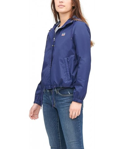 Women's Retro Hooded Rain Windbreaker Jacket (Standard & Plus Sizes) Standard Navy $38.26 Jackets