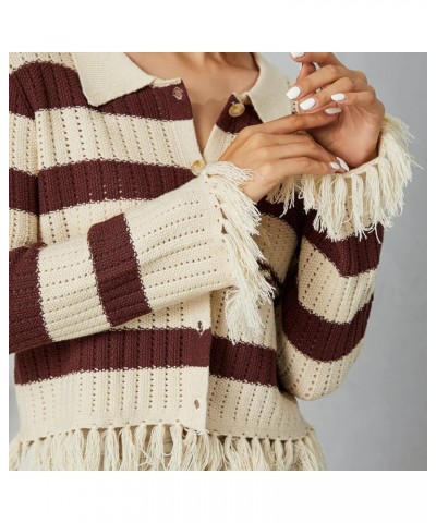 Women's Sweaters Cardigan Cropped Casual Button Up Knitted Sweater Tops Aesthetic Grunge Clothes E-brown $11.87 Sweaters