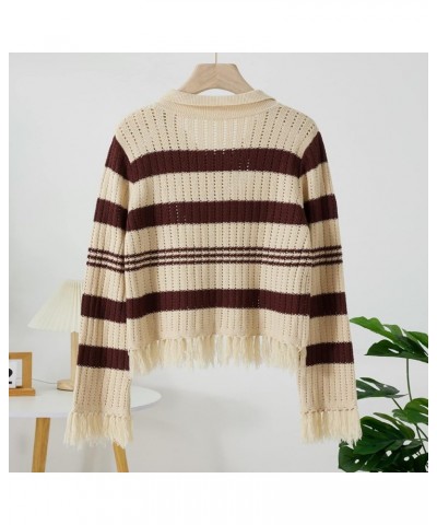 Women's Sweaters Cardigan Cropped Casual Button Up Knitted Sweater Tops Aesthetic Grunge Clothes E-brown $11.87 Sweaters