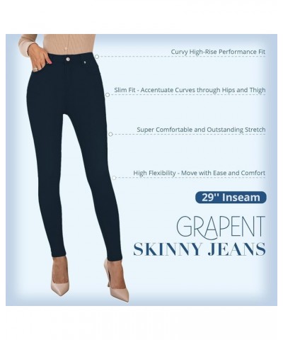 Skinny Jeans for Women High Waist Stretchy Classic High Rise Slimming Jeggings Denim Trousers Pants Navy Blue $14.28 Jeans