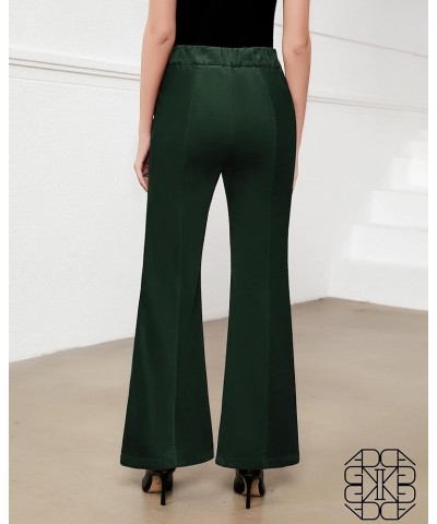 Flare Pants for Women Corduroy Pull On High Waisted Wide Leg Trouser Pants Stretch Bell Bottom Front Seam Slacks Dark Green $...