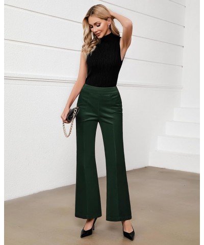 Flare Pants for Women Corduroy Pull On High Waisted Wide Leg Trouser Pants Stretch Bell Bottom Front Seam Slacks Dark Green $...