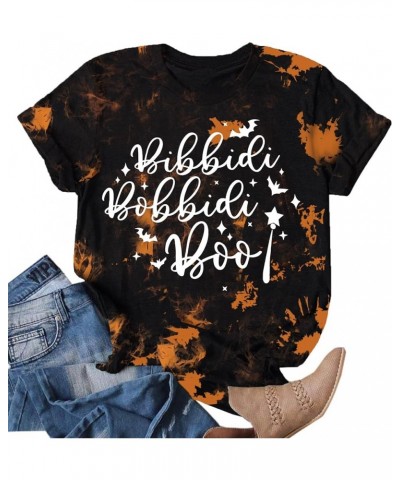 Bibbidi Bobbidi Boo Shirt Women Cute Halloween T-Shirt Funny Letter Print Tees Casual Vacation Tee Tops Td Brown $11.92 T-Shirts