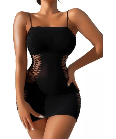 Women's Sexy Sleeveless See Through Sparkly Rhinestones Mesh Bodycon Mini Dress Black Z $10.99 Dresses