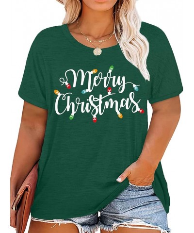 Plus-Size Christmas Shirts Women Merry Christmas Leopard Plaid Tree Print Shirt Holiday Tops Xmas Tee Green8 $19.66 T-Shirts