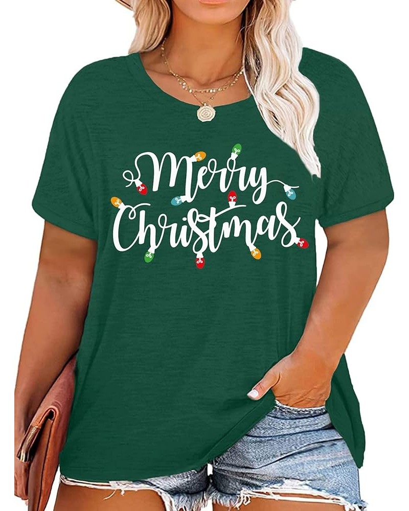 Plus-Size Christmas Shirts Women Merry Christmas Leopard Plaid Tree Print Shirt Holiday Tops Xmas Tee Green8 $19.66 T-Shirts