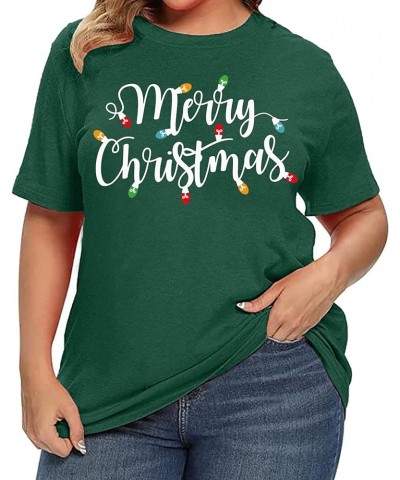 Plus-Size Christmas Shirts Women Merry Christmas Leopard Plaid Tree Print Shirt Holiday Tops Xmas Tee Green8 $19.66 T-Shirts