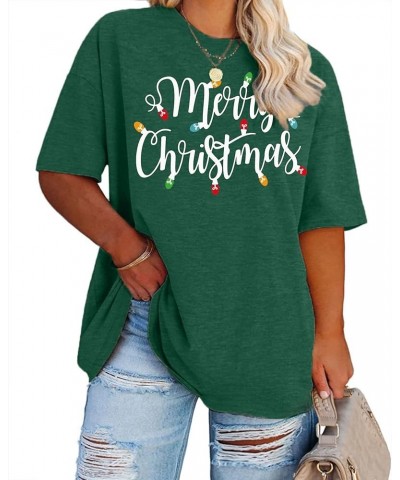 Plus-Size Christmas Shirts Women Merry Christmas Leopard Plaid Tree Print Shirt Holiday Tops Xmas Tee Green8 $19.66 T-Shirts