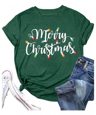 Plus-Size Christmas Shirts Women Merry Christmas Leopard Plaid Tree Print Shirt Holiday Tops Xmas Tee Green8 $19.66 T-Shirts