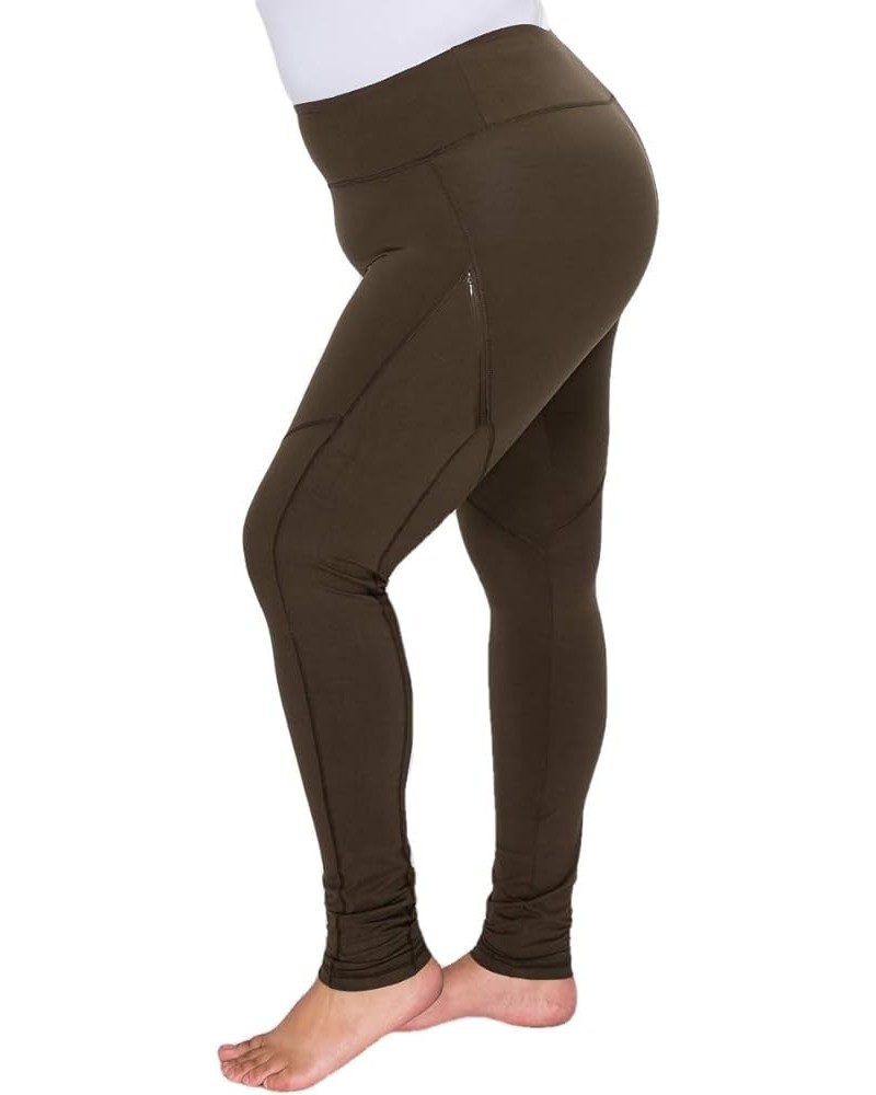 Women's Yoga Workout Leggings – Plus Size High Waisted 4 Way Stretch with Zipper Pocket Casual Active Pants Olive $13.44 Legg...