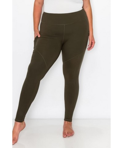 Women's Yoga Workout Leggings – Plus Size High Waisted 4 Way Stretch with Zipper Pocket Casual Active Pants Olive $13.44 Legg...