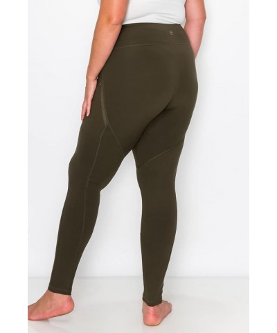 Women's Yoga Workout Leggings – Plus Size High Waisted 4 Way Stretch with Zipper Pocket Casual Active Pants Olive $13.44 Legg...