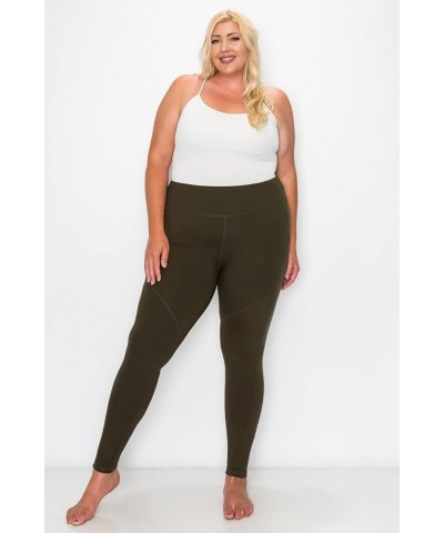 Women's Yoga Workout Leggings – Plus Size High Waisted 4 Way Stretch with Zipper Pocket Casual Active Pants Olive $13.44 Legg...