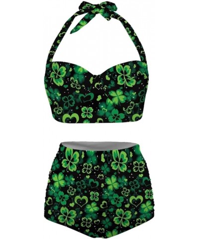 Women Two Piece Swimsuit Set Novelty V-Neck Sexy Backless Top Mid Rise Bottom Bathing Suit Bikini Set S-2XL St. Patrick's Day...