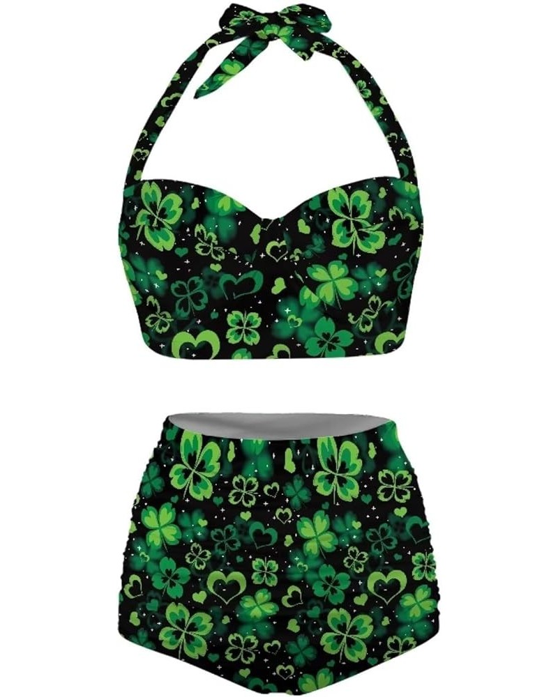 Women Two Piece Swimsuit Set Novelty V-Neck Sexy Backless Top Mid Rise Bottom Bathing Suit Bikini Set S-2XL St. Patrick's Day...