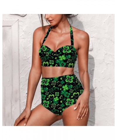 Women Two Piece Swimsuit Set Novelty V-Neck Sexy Backless Top Mid Rise Bottom Bathing Suit Bikini Set S-2XL St. Patrick's Day...