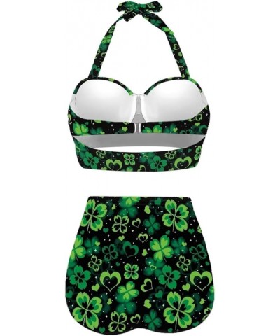 Women Two Piece Swimsuit Set Novelty V-Neck Sexy Backless Top Mid Rise Bottom Bathing Suit Bikini Set S-2XL St. Patrick's Day...