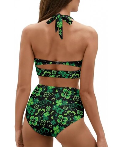 Women Two Piece Swimsuit Set Novelty V-Neck Sexy Backless Top Mid Rise Bottom Bathing Suit Bikini Set S-2XL St. Patrick's Day...