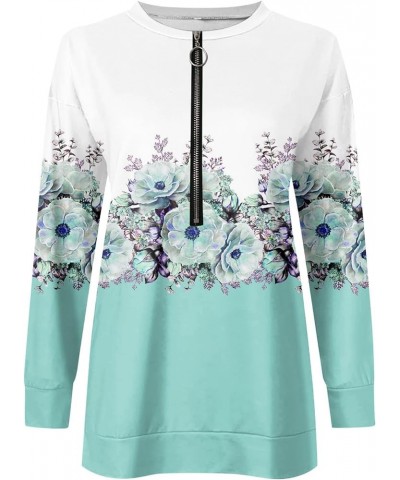 Women's Casual Sweatshirt Zip Up Casual Floral Pullover Loose Fit Long Sleeve Tops Fall Fashion Clothes 2023 6-light Blue $10...