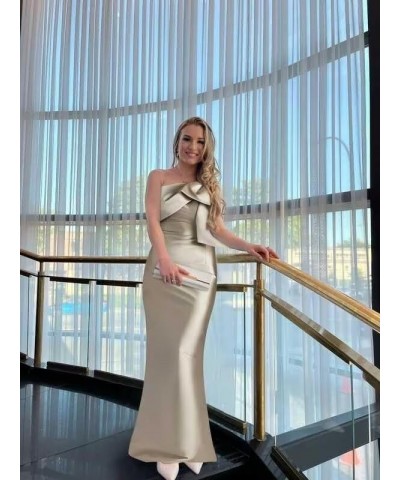 One Shoulder Prom Dress with Bow Satin Mermaid Bridesmaid Dresses Long Sheath/Column Formal Gown DL11 Peacock $33.53 Dresses