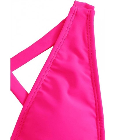 Women's Sexy Basic Criss Cross Tie Knot Front Deep V Open Back One Piece Swimwear Zhot Pink $20.34 Swimsuits