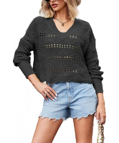 Women's Oversized Pullover Sweater Tops Fall Long Sleeve V Neck Casual Loose Waffle Knit Sweater Dress Black02 $21.15 Sweaters