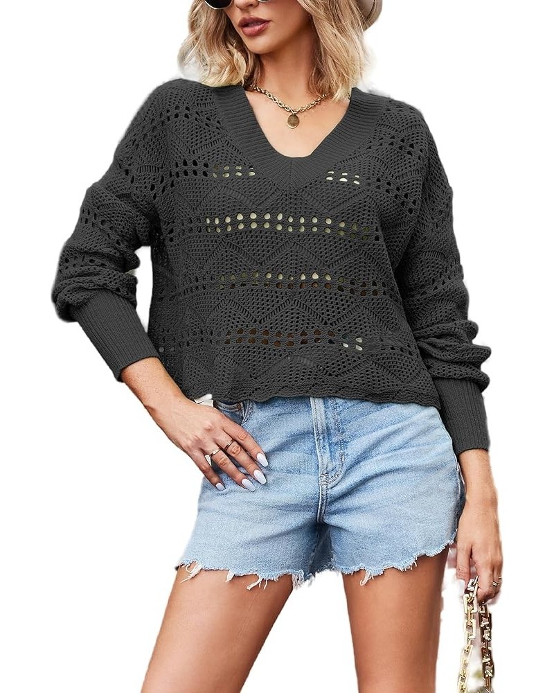 Women's Oversized Pullover Sweater Tops Fall Long Sleeve V Neck Casual Loose Waffle Knit Sweater Dress Black02 $21.15 Sweaters