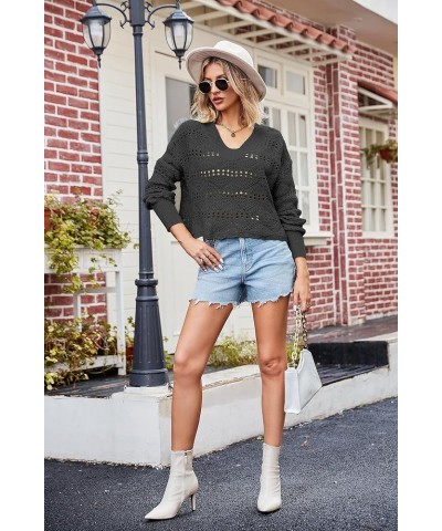 Women's Oversized Pullover Sweater Tops Fall Long Sleeve V Neck Casual Loose Waffle Knit Sweater Dress Black02 $21.15 Sweaters