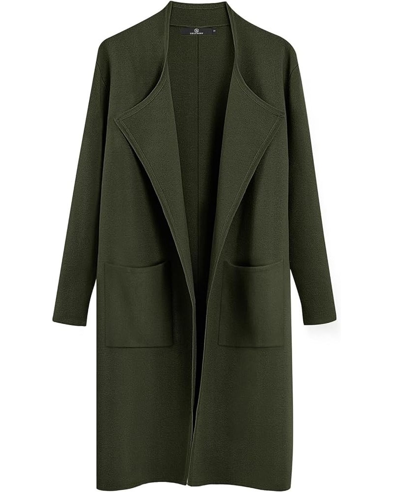 Women's Long Knit Wool Cardigan Sweaters Oversized Fall Dressy Coatigan 2023 Winter Coat Casual Light Jackets Armygreen $22.4...