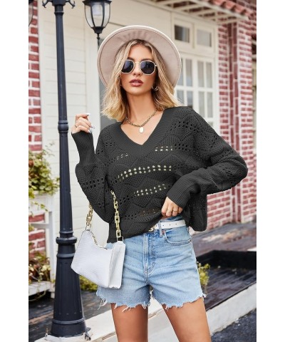 Women's Oversized Pullover Sweater Tops Fall Long Sleeve V Neck Casual Loose Waffle Knit Sweater Dress Black02 $21.15 Sweaters