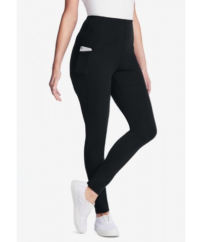 Women's Plus Size Tall Pocket Legging Black $23.71 Leggings