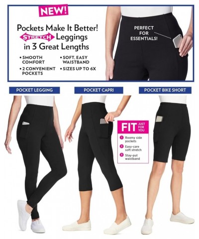 Women's Plus Size Tall Pocket Legging Black $23.71 Leggings