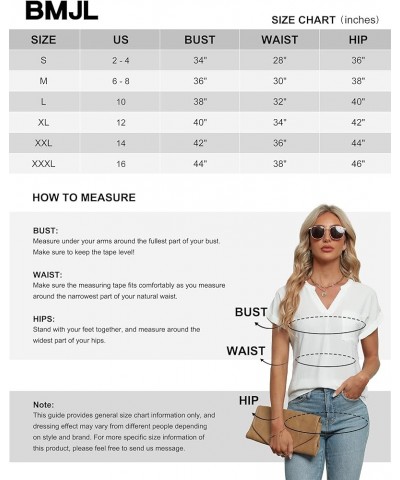 Women's Dressy Casual Blouses Business Work Tops White Short Sleeve V Neck T Shirt 2024 Summer Outfits Solid Black $11.19 Blo...