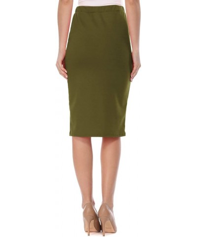 Women's High Waist Pencil Solid Knee Length Office Work Skirt Hsk00615 Olive $13.17 Skirts