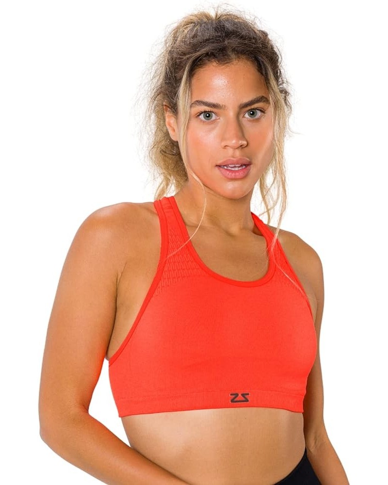 Seamless Sports Bra - Best Sports Bra for Running Neon Orange $27.90 Lingerie