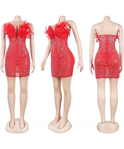 Women Sexy Rhinestone Birthday Party Club Dress Evening Gown Night Outfits M Red $33.03 Dresses