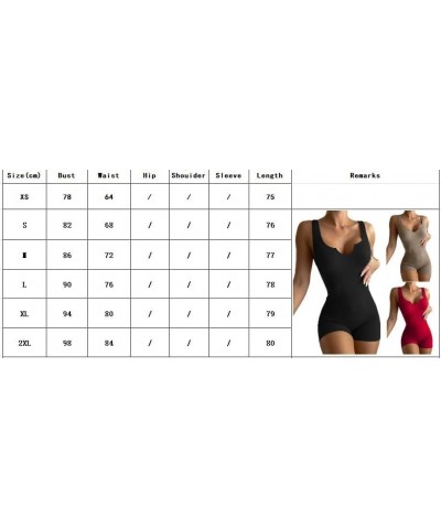 Tummy Control Bodysuit for Women Summer Fashion Sexy V Neck Sleeveless Tank Tops Ribbed One Piece Yoga Jumpsuits Green $4.58 ...