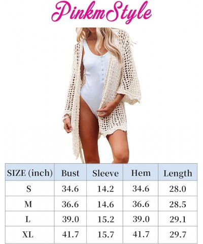 Womens Open Front Crochet Hollow Out Beach Bikini Swimsuit Cover Up Kimono Cardigan Beige $13.63 Swimsuits