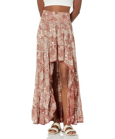 Women's Printed Tiered Hi Low Skirt Ginger $22.20 Skirts