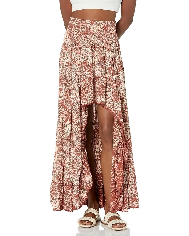 Women's Printed Tiered Hi Low Skirt Ginger $22.20 Skirts