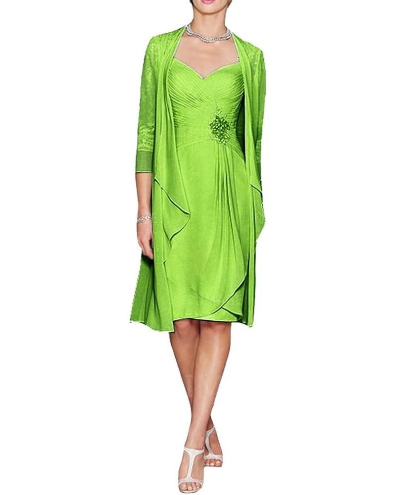 Mother of The Bride Dresses Chiffon Wedding Guest Dresses for Women Mother of Groom Dress with Jacket Lime Green $51.41 Dresses