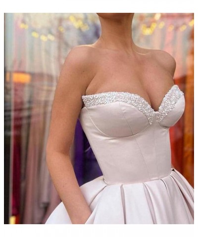 Sweetheart Strapless Short Homecoming Dresses Satin A-line Prom Party Gowns with Pockets Orange $33.37 Dresses